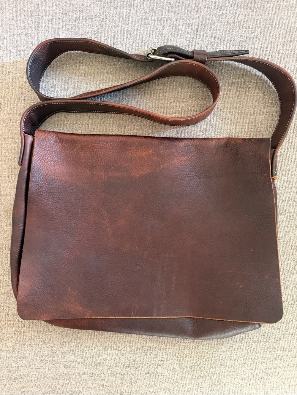 Nicole Distressed Leather Messenger Crossbody Bag